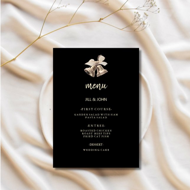 Tarjeta de Menú de Boda Elegante Negro Oro (Subido por el creador)