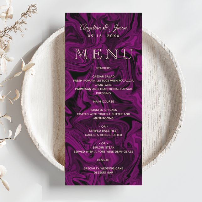 Tarjeta de menú de boda elegante púrpura (Subido por el creador)