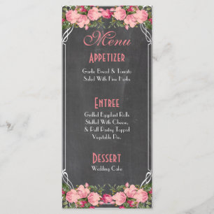 tarjeta de menú de boda elegante y bonita