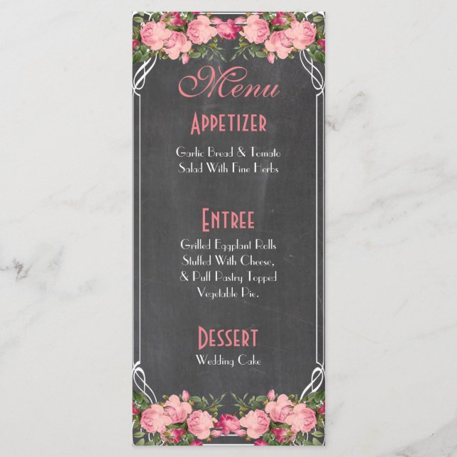 tarjeta de menú de boda elegante y bonita (Anverso)