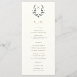 Tarjeta de menú de boda elegante y ornamentada