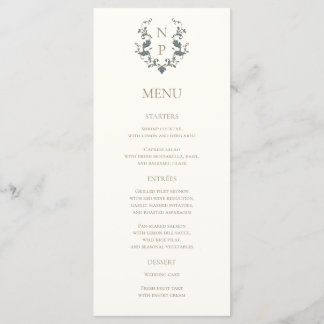 Tarjeta de menú de boda elegante y ornamentada
