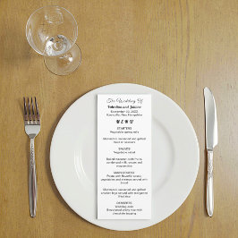 Tarjeta de menú de boda en negro y blanco