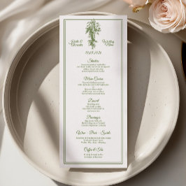 Tarjeta de menú de boda en verde oliva Toile de Jo