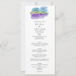 Tarjeta de menú de boda en viñedo toscano