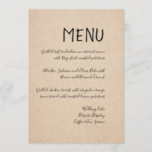 TARJETA DE MENÚ DE BODA ESCRITO A MANO CLÁSICA