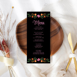 Tarjeta de menú de boda Fiesta Floral Mexicana Col