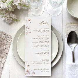 Tarjeta de menú de boda floral boho
