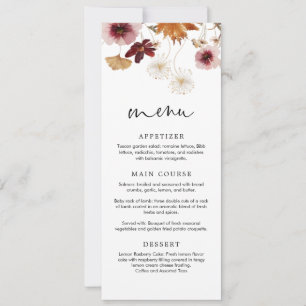 Tarjeta de menú de boda floral boho de otoño de Bo