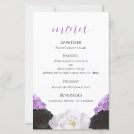 Tarjeta de menú de boda floral de lavanda