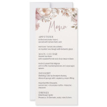 Tarjeta de menú de boda floral de magnolia de crem