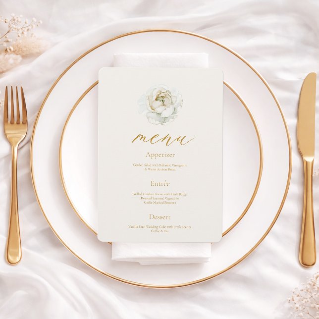 Tarjeta de menú de boda floral de marfil elegante (Subido por el creador)