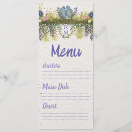 Tarjeta de menú de boda floral elegante 4x9. 5