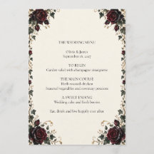 Tarjeta de menú de boda floral gótico Rosa de Medi