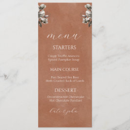 Tarjeta de menú de boda floral rústica - Terracota