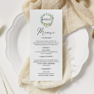 Tarjeta de menú de Boda floral Spring Cream Garden