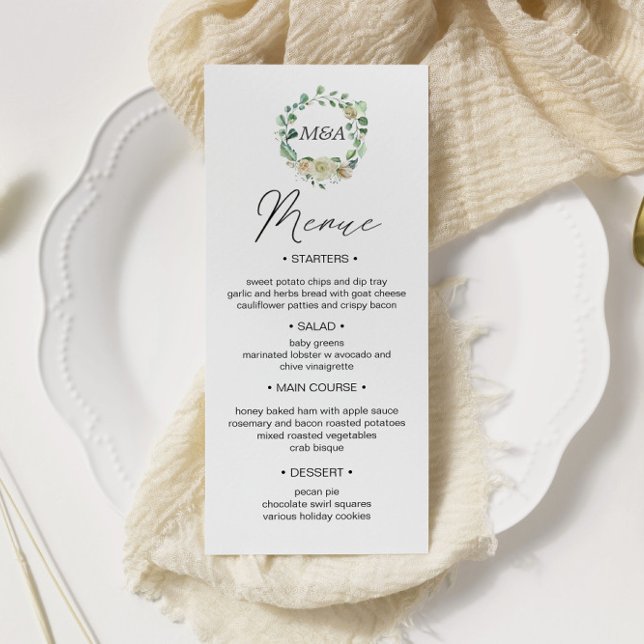 Tarjeta de menú de Boda floral Spring Cream Garden (Subido por el creador)