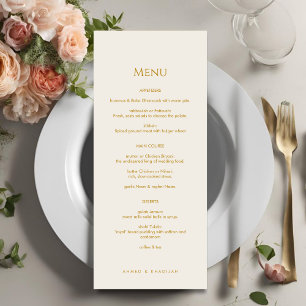Tarjeta de menú de boda islámica elegante en oro M