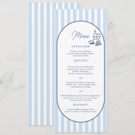 Tarjeta de menú de boda larga con raya de cabaña a