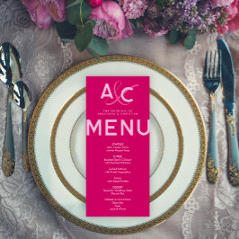 Tarjeta de menú de boda magenta moderna y audaz