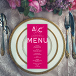 Tarjeta de menú de Boda magenta moderna y negrita<br><div class="desc">Esta moderna y audaz tarjeta magenta de menú es la combinación perfecta entre lo moderno y lo elegante de su día especial. Esta tarjeta presenta un vibrante matiz magenta que capta el ojo y el corazón, lo que le da un tono memorable a su fiesta boda. Diseñada pensando tanto en...</div>