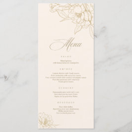 Tarjeta de menú de boda marfil, con peonía floral