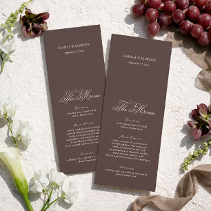Tarjeta de menú de boda marrón de dinero antiguo
