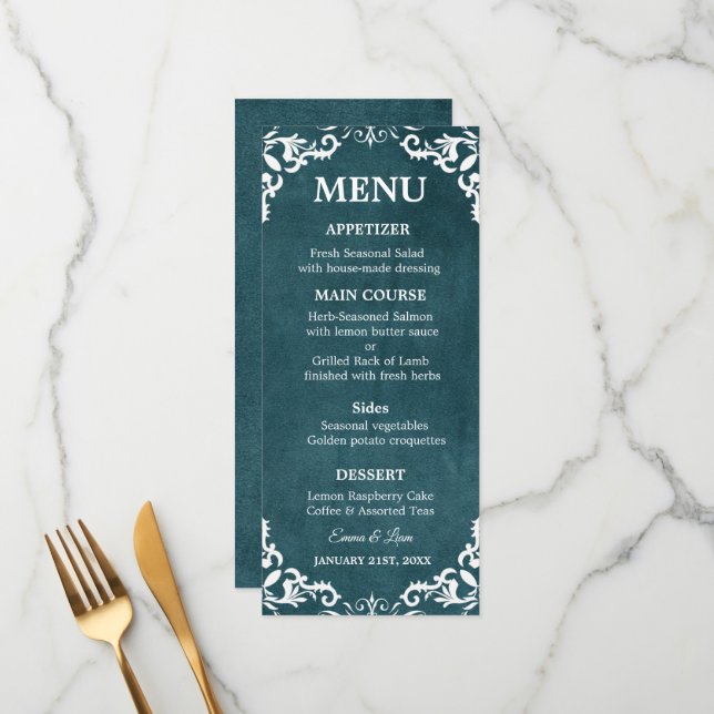 Tarjeta de menú de boda mexicana rústica (Anverso/Reverso In Situ)