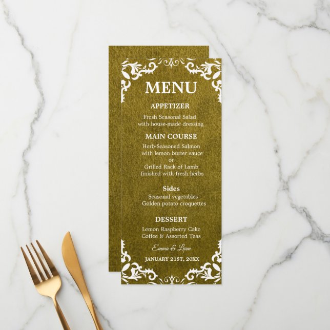 Tarjeta de menú de boda mexicana rústica (Anverso/Reverso In Situ)