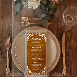 Tarjeta de menú de boda mexicana rústica
