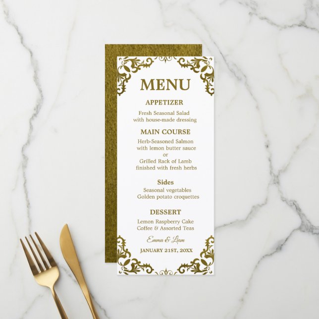 Tarjeta de menú de boda mexicana rústica (Anverso/Reverso In Situ)