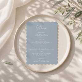 Tarjeta de menú de boda minimalista azul polvorien