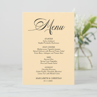 Tarjeta de menú de boda minimalista de trigo elega