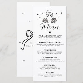 Tarjeta de menú de boda minimalista dibujada a man