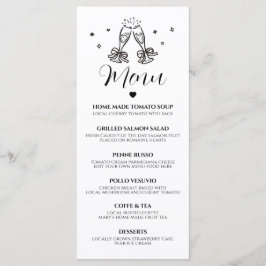 Tarjeta de menú de boda minimalista dibujada a man