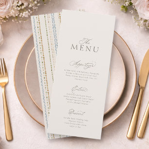Tarjeta de menú de boda minimalista elegante con p