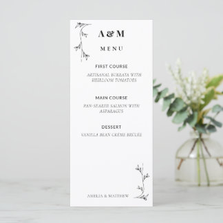 Tarjeta de Menú de Boda Minimalista, Estética Mode