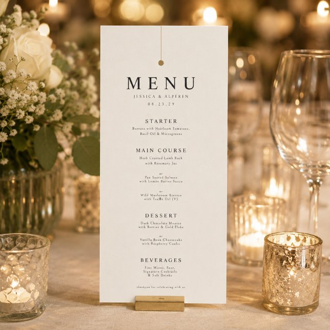 Tarjeta de menú de boda minimalista moderna (Subido por el creador)