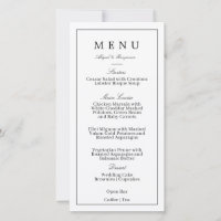 Tarjeta de Menú de Boda Minimalista Moderna