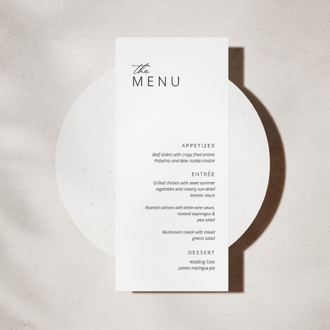 Tarjeta de menú de boda minimalista moderno negro  (Subido por el creador)