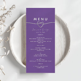 Tarjeta de menú de boda morado moderno
