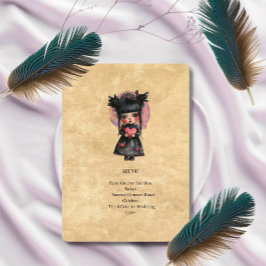 Tarjeta de menú de boda muñeca gótica