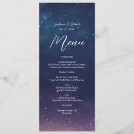 Tarjeta de menú de boda Noche estrellada celestial
