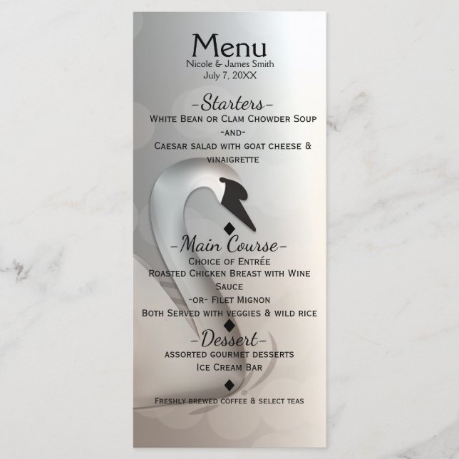 Tarjeta de menú de boda personalizada elegante cis (Anverso)