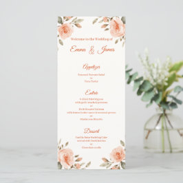 Tarjeta de menú de boda personalizada floral