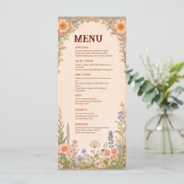 Tarjeta de menú de boda Retro Chic