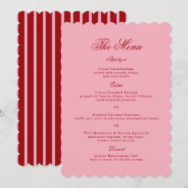 Tarjeta de menú de boda retro con volantes rosa ro