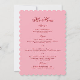 Tarjeta de menú de boda retro con volantes rosa ro