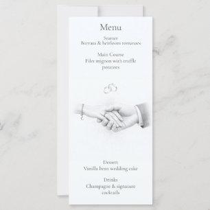 Tarjeta de menú de boda romántica minimalista Mano