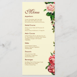 Tarjeta de menú de boda Rosa elegante